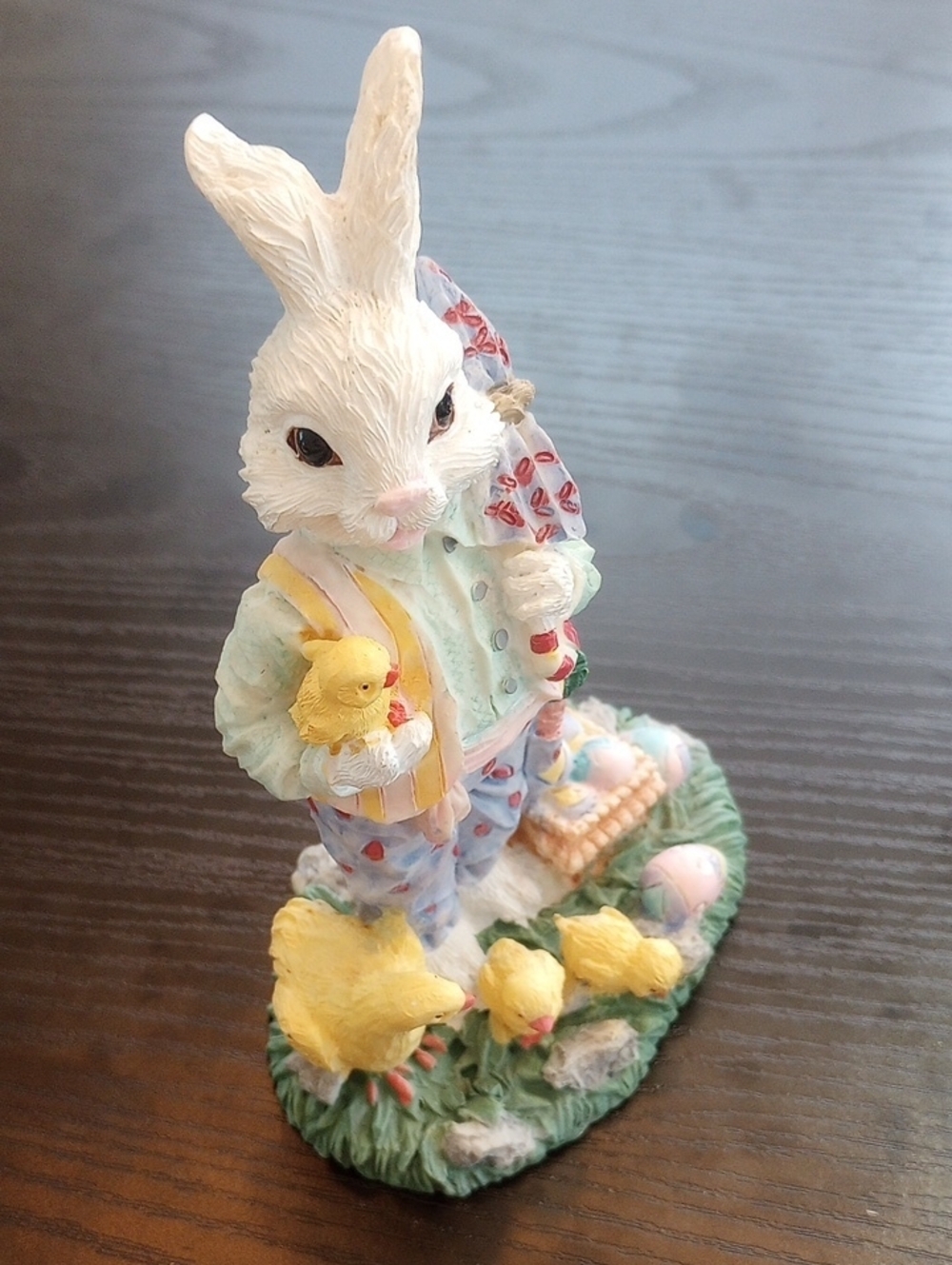 Vintage Bunny Rabbit Chicks Ceramic Figurines Pastel Multicolor Spring Summer